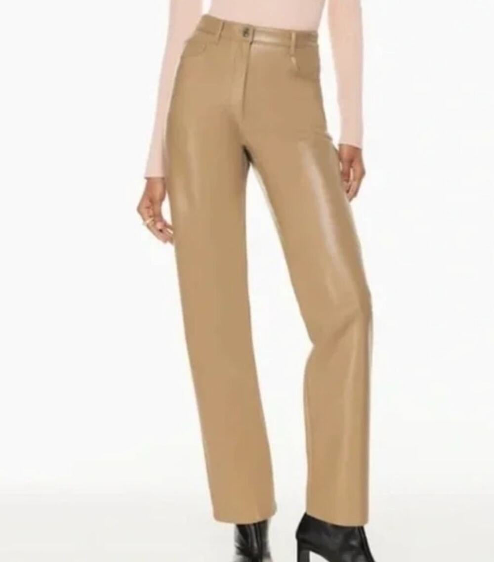 Aritzia Wilfred Melina Ankle Pant Iced Latte Sz 2 NWT High-waisted Vegan Leather